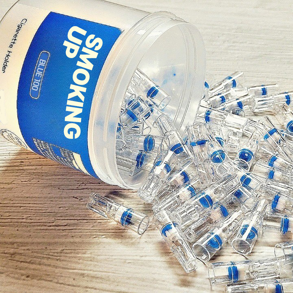 (1+1)스모킹업 니코틴제거 연초 담배필터 홀더 담배파이프 금연 흡연 선물 100개 BLUE100 제품 이미지