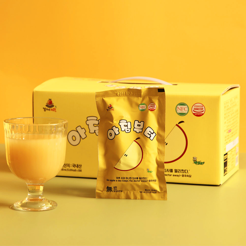 [아침부터] 갈변없는 순수착즙 사과즙 사과주스 100mlX30포 - 상세 이미지 3