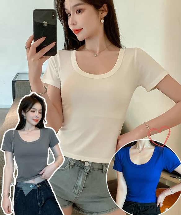 휘뚜루마뚜루 편안한 티셔츠 기본핏 스판짱짱 골지 반팔티 - 상세 이미지 2