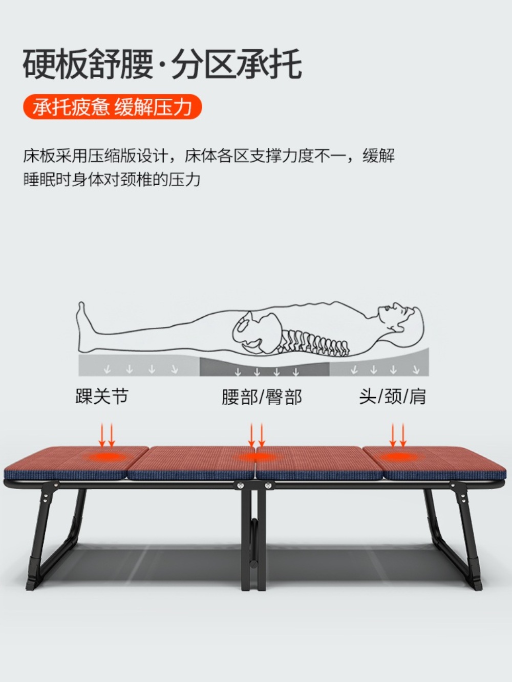 접는침대 이동식 접히는침대 캠핑 간이 휴대용침대 폴딩 1인용 접이식 - 상세 이미지 3