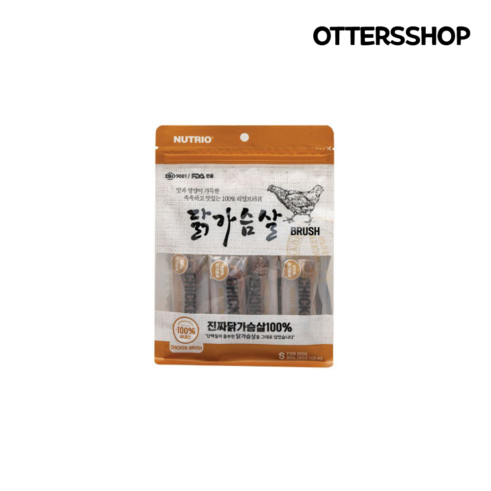 뉴트리오 개껌 스트레스해소 닭가슴살 브러쉬 8gx10ea 유통기한 2월 18일 - 상품 이미지