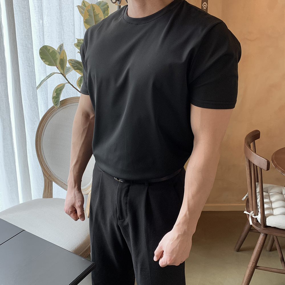1+1 무지머슬핏 남자흰티 헬스반팔 헬창옷 기능성머슬핏 이미지 4