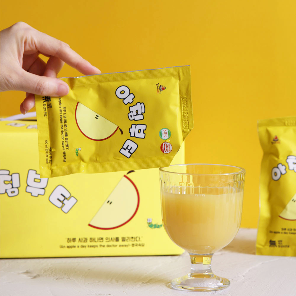 [아침부터] 갈변없는 순수착즙 사과즙 사과주스 100mlX30포 - 상세 이미지 2