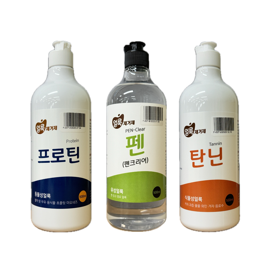 화인tnc 의류용 얼룩제거제 런드리씨 3종세트 대용량 프로틴 탄닌 펜 각 500ml - 상품 이미지