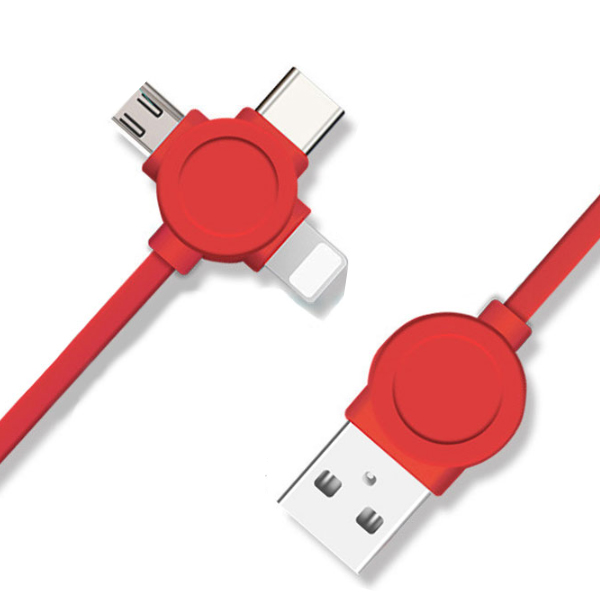 튼튼한 3in1 멀티 핸드폰 충전 케이블 차량용 여행용 8핀 C타입 5핀 충전기 충전선