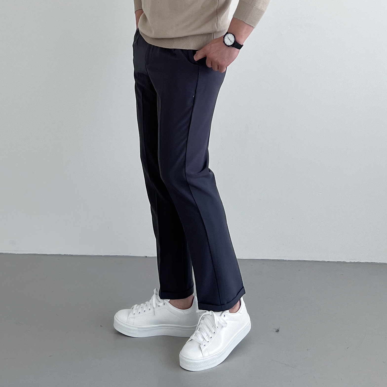 남자여름슬랙스 남자슬림핏슬랙스 테이퍼드 구김없는 링클프리바지 - 상세 이미지 4