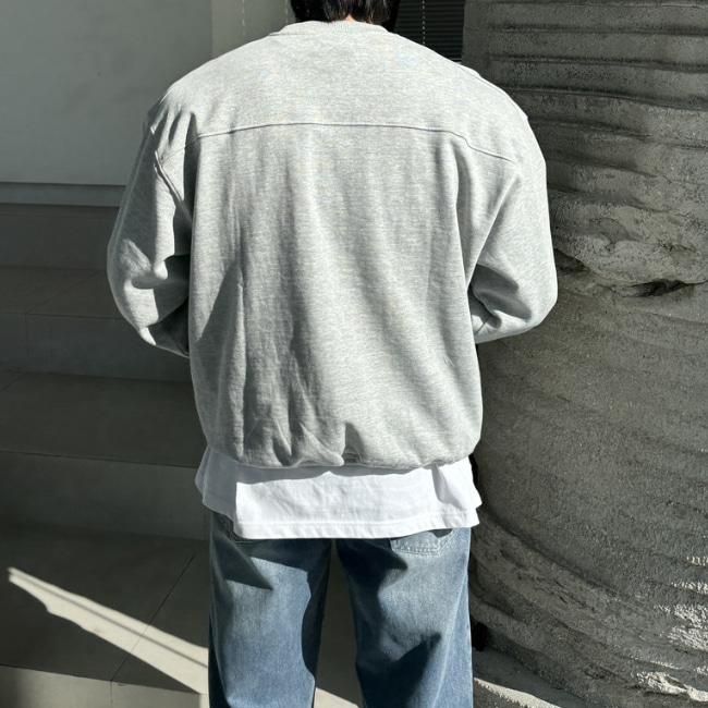 남자 에이크 오버핏 프리미엄 무지 면 절개 맨투맨 8컬러 이미지 4