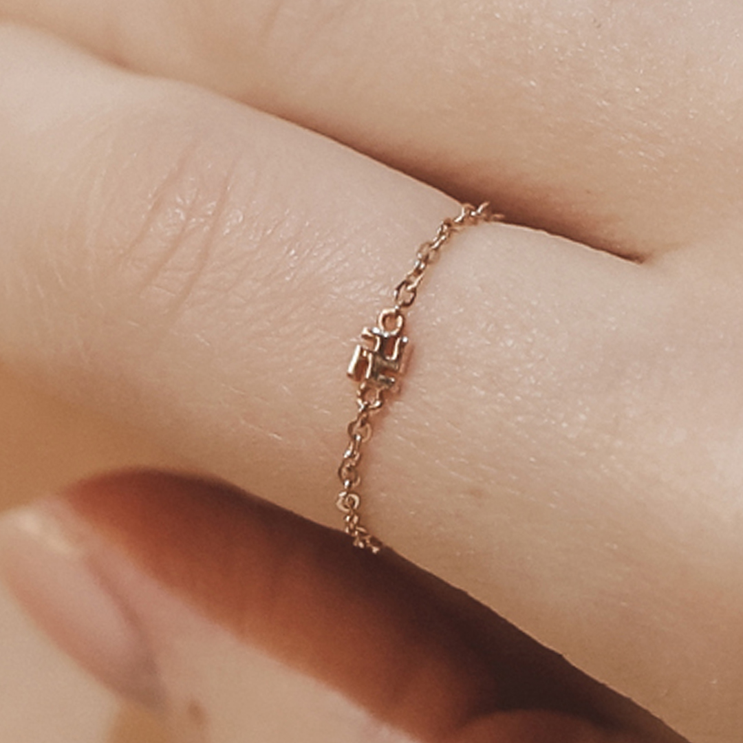 14K 만자 반지 여자 금 불교 절 반지 실반지 체인 애끼