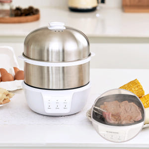 스텐 계란찜기 계란삶는기계 고구마 호빵 만두 미니 전기 찜기 2단 개봉기 | 실사용 후기 - 상품 이미지 1