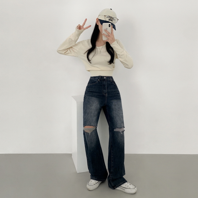 ❤️3일만할인❤️ [3단기장/퀄리티예술✨]컴백 브러쉬 오픈구제 찢청 워싱 루즈핏 와이드 데님 팬츠 상세 이미지 13