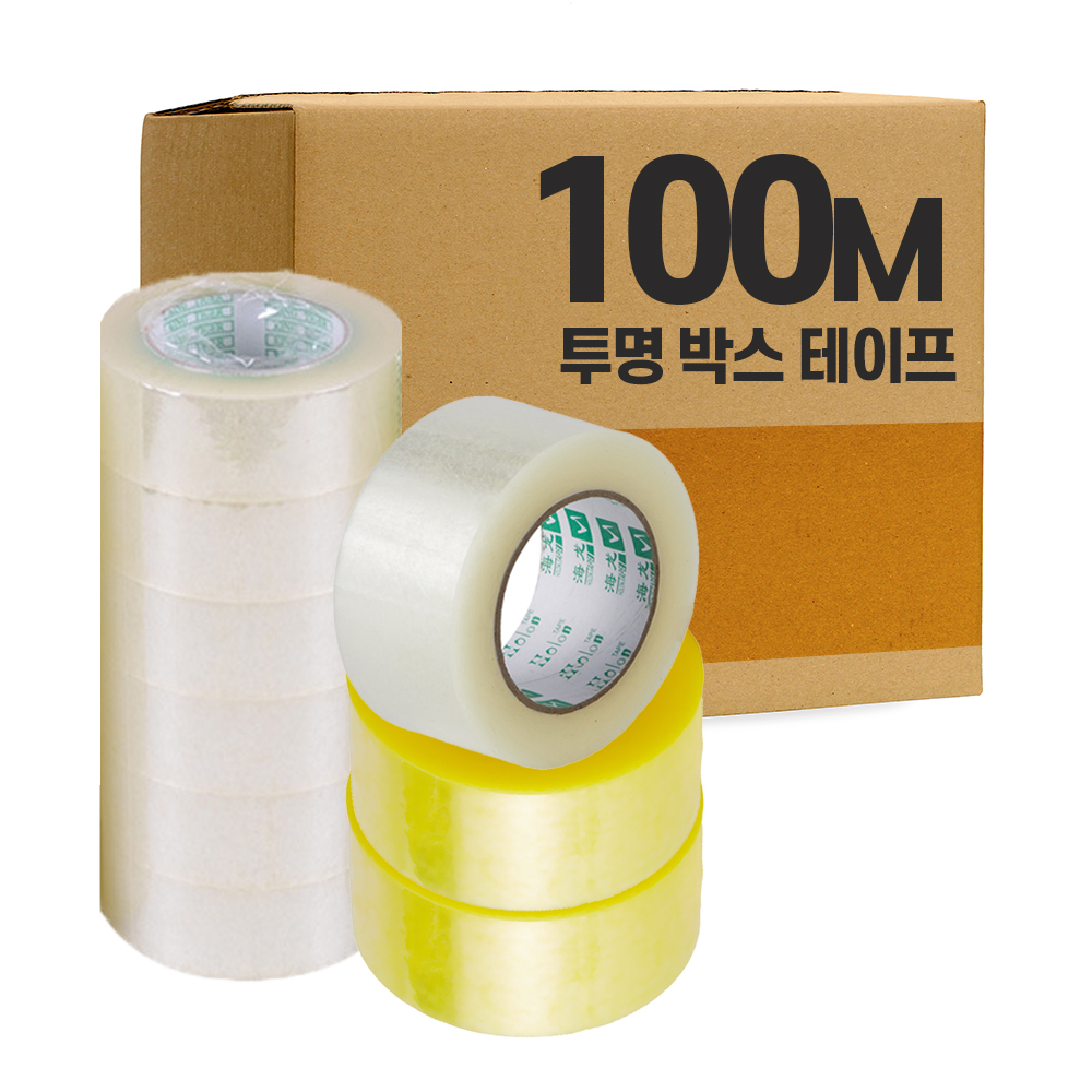 강력한 접착력 택배 물류 포장 100M 투명 박스 테이프 1BOX (54개입) - 상품 이미지