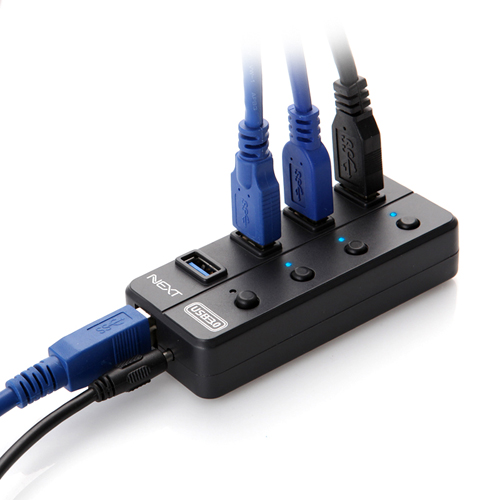 USB3.0 4포트 유전원허브 NEXT-704U3+C타입 젠더 - 상세 이미지 3