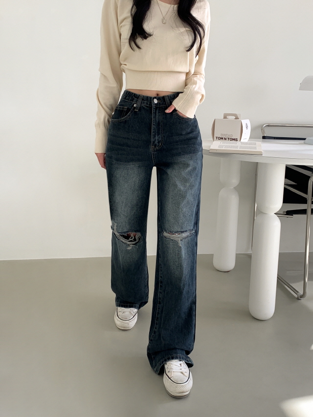 ❤️3일만할인❤️ [3단기장/퀄리티예술✨]컴백 브러쉬 오픈구제 찢청 워싱 루즈핏 와이드 데님 팬츠 상세 이미지 18