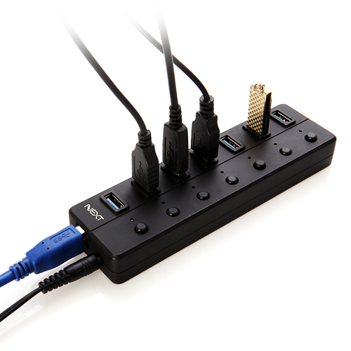 이지넷유비쿼터스 넥스트 7포트 유전원 USB3.0 허브 개별 스위치 지원 NEXT-707U3 - 상세 이미지 2