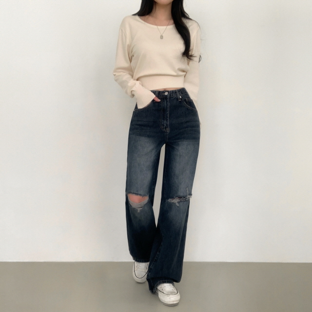 ❤️3일만할인❤️ [3단기장/퀄리티예술✨]컴백 브러쉬 오픈구제 찢청 워싱 루즈핏 와이드 데님 팬츠 상세 이미지 10