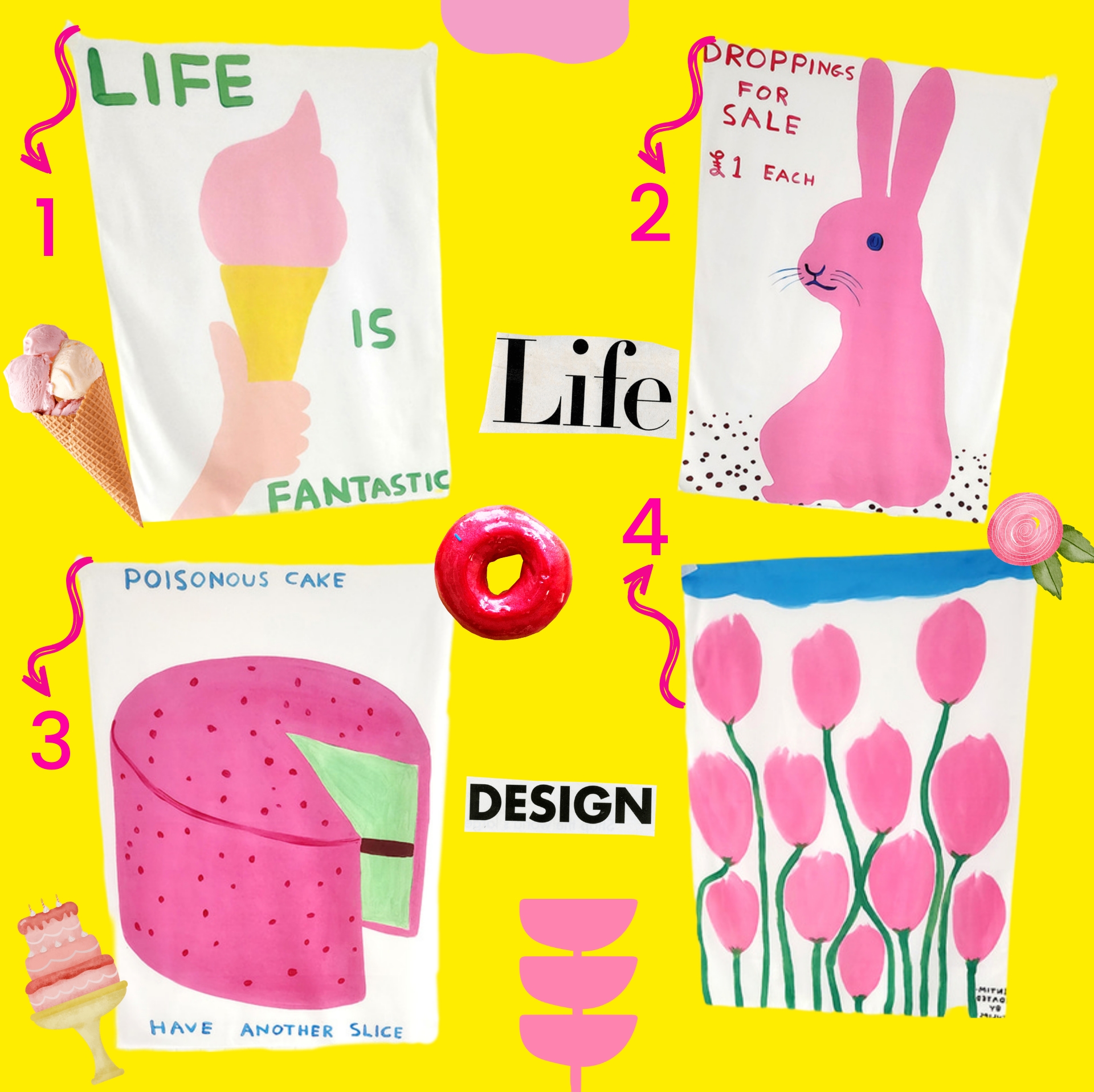 핑크 예찬 패브릭 포스터 4종