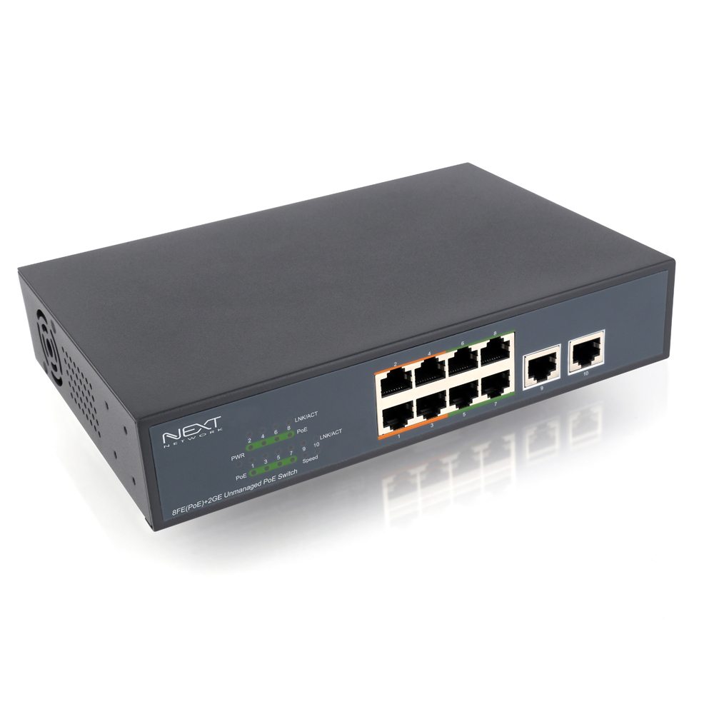8포트 10/100M POE +기가 업링크 2포트 POE 스위칭허브/VLAN/CCTV모드 지원 NEXT POE310F-2TP - 상세 이미지 2