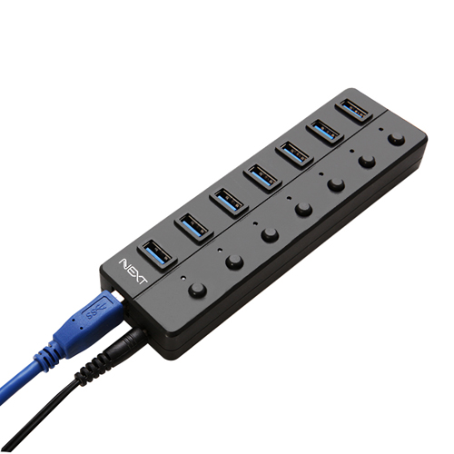 이지넷유비쿼터스 넥스트 7포트 유전원 USB3.0 허브 개별 스위치 지원 NEXT-707U3