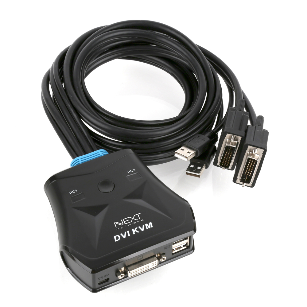 2:1 USB DVI 케이블일체형 KVM 스위치 1.4M / 1080p 해상도지원 / 키보드,마우스로 2PC제어 / 632DC-KVM - 상세 이미지 2