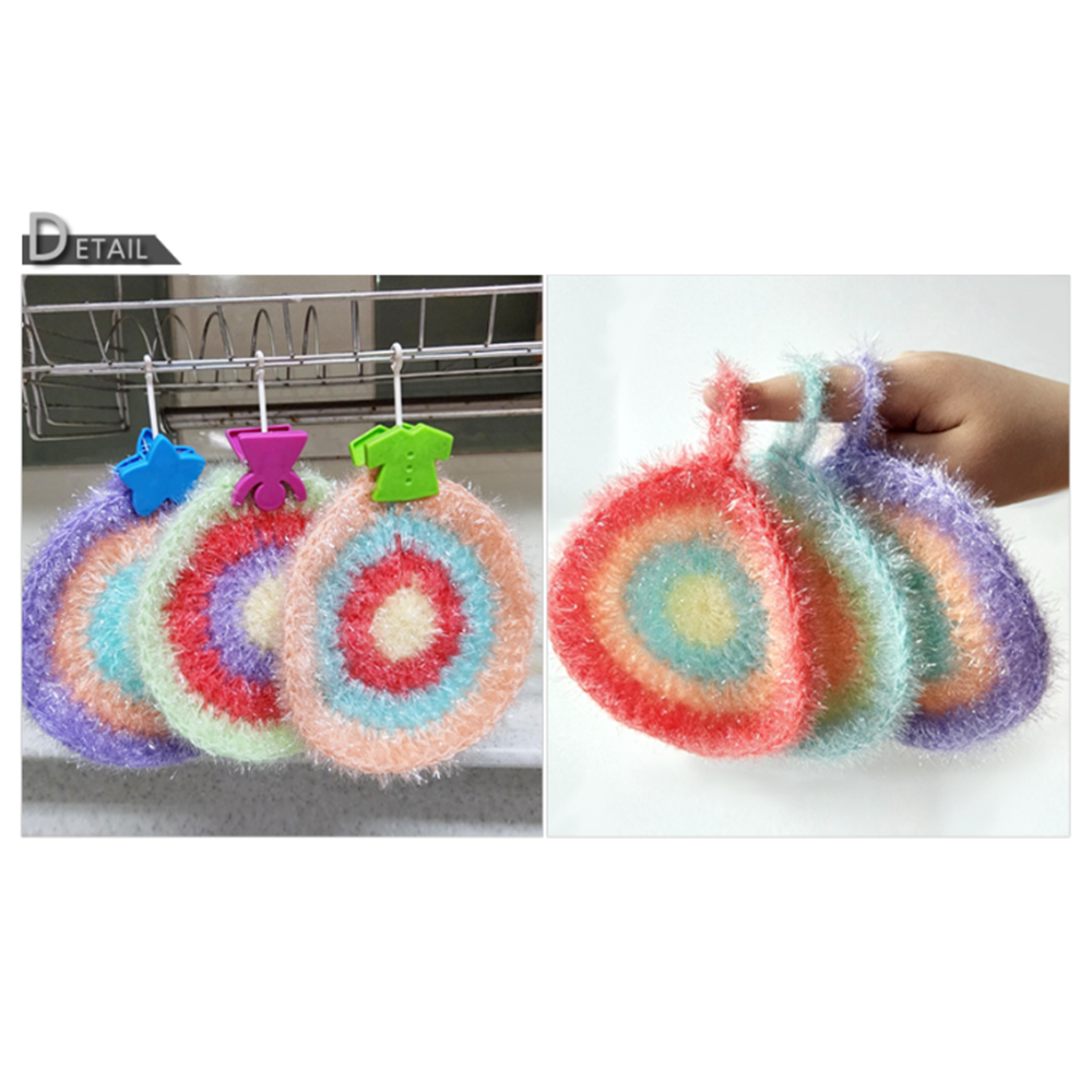 헹굼수세미 수제 거품잘나는 손뜨개 아크릴 무지개 수세미 - 상세 이미지 5