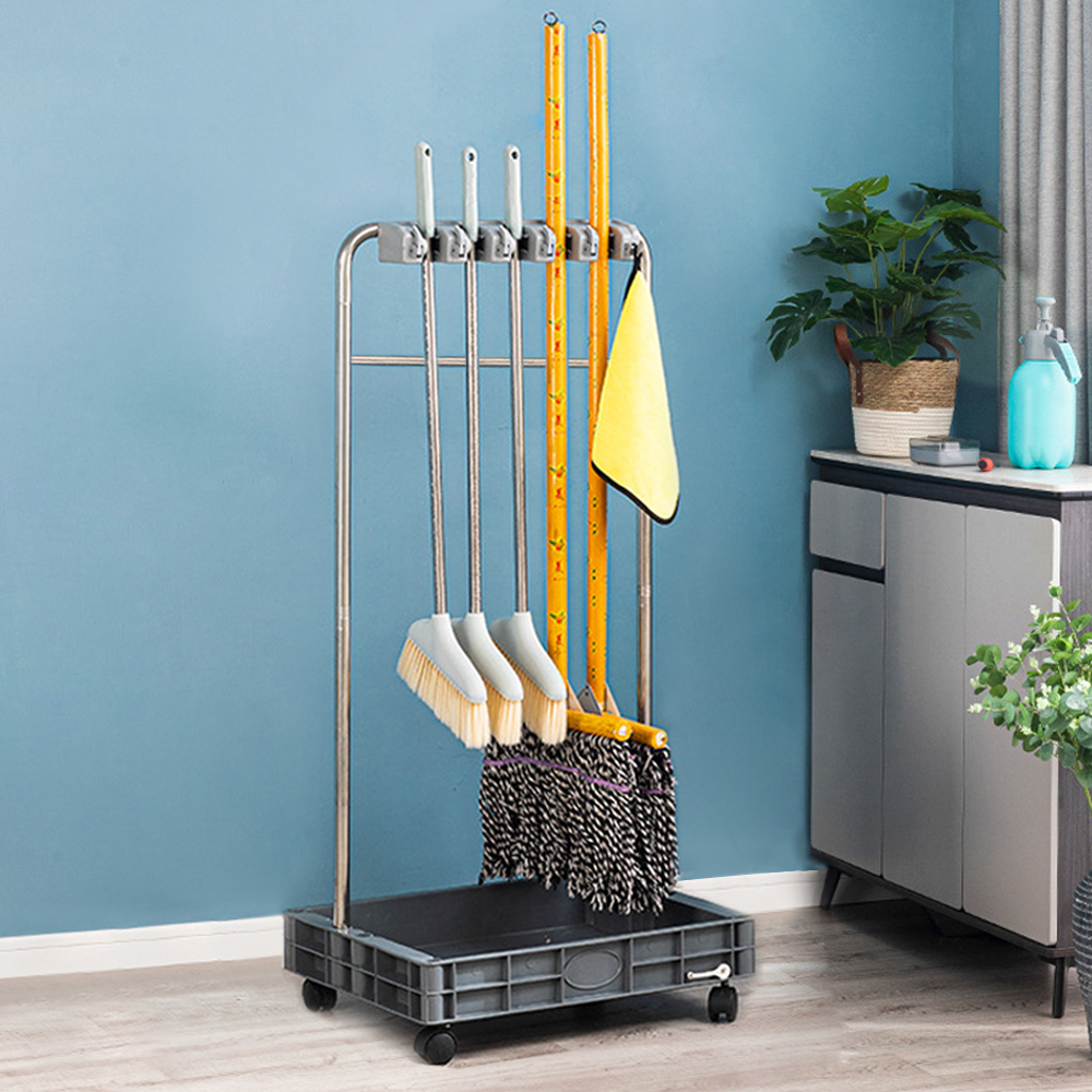 이동식 청소 도구함 보관함 정리함 청소 대걸레걸이 거치대 1단