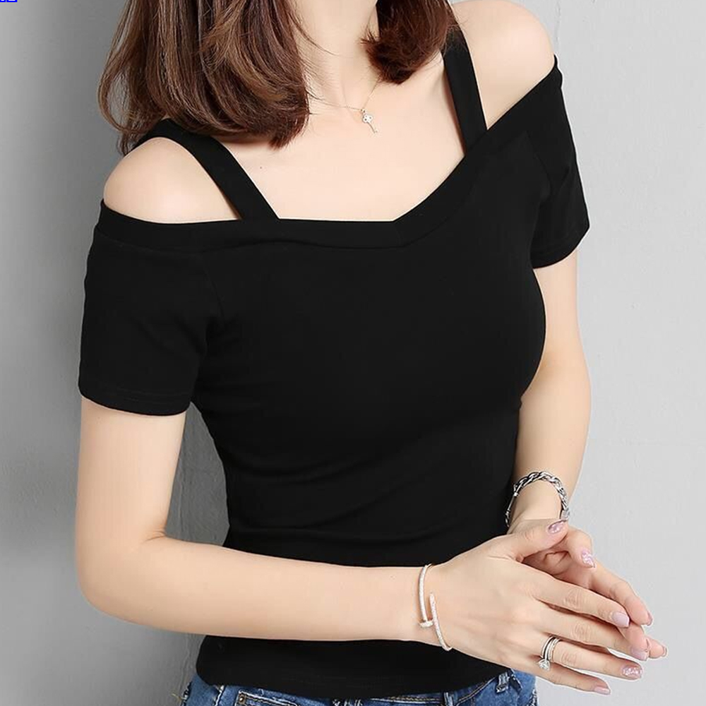 여성 반팔티 끈 홀터넥 나시 브이넥 보트넥 오프숄더 티 어깨트임 봄 가을 레이어드 제품 이미지