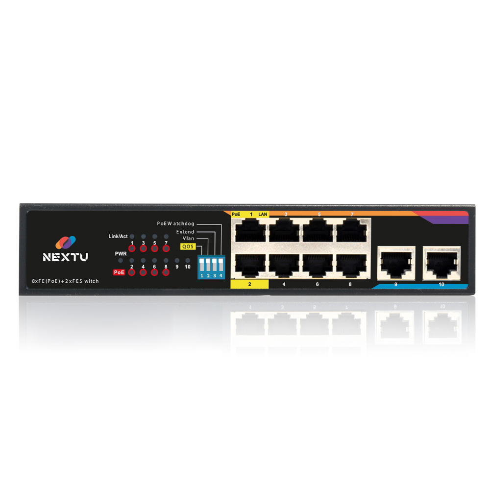 10/100Mbps 8포트 With 2 FE Uplink FULL POE스위치 120W POE808FP - 상품 이미지