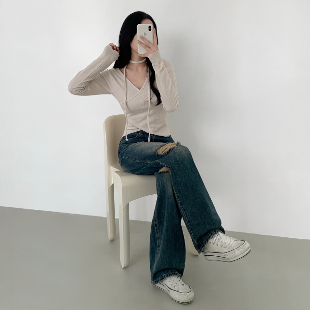 ❤️3일만할인❤️ [3단기장/퀄리티예술✨]컴백 브러쉬 오픈구제 찢청 워싱 루즈핏 와이드 데님 팬츠 상세 이미지 24