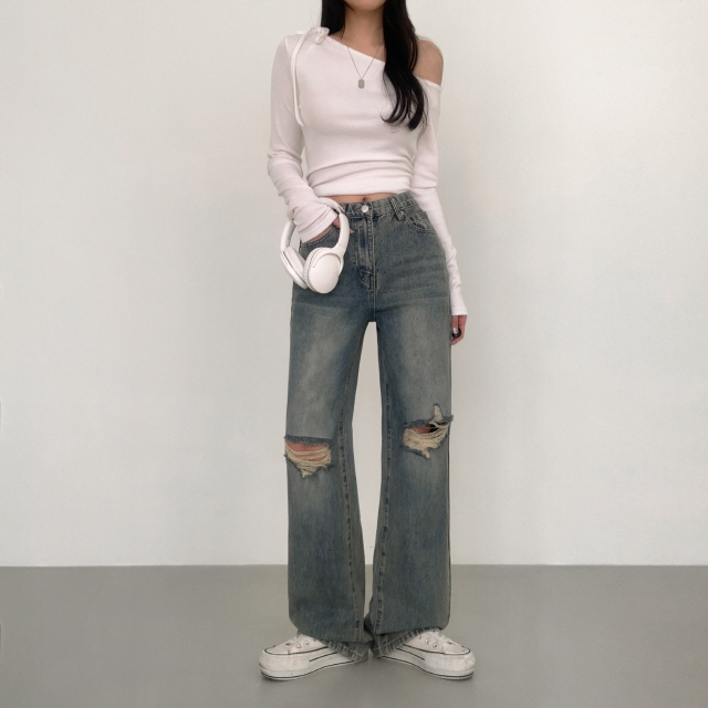 ❤️3일만할인❤️ [3단기장/퀄리티예술✨]컴백 브러쉬 오픈구제 찢청 워싱 루즈핏 와이드 데님 팬츠 상세 이미지 31