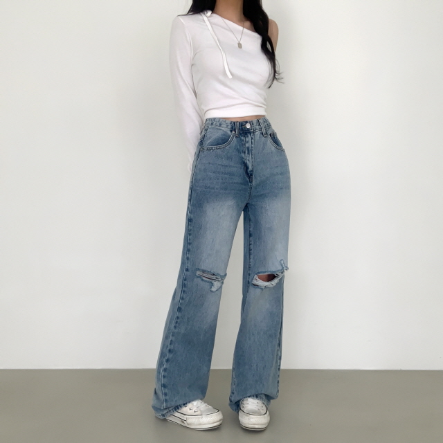 ❤️3일만할인❤️ [3단기장/퀄리티예술✨]컴백 브러쉬 오픈구제 찢청 워싱 루즈핏 와이드 데님 팬츠 상세 이미지 4