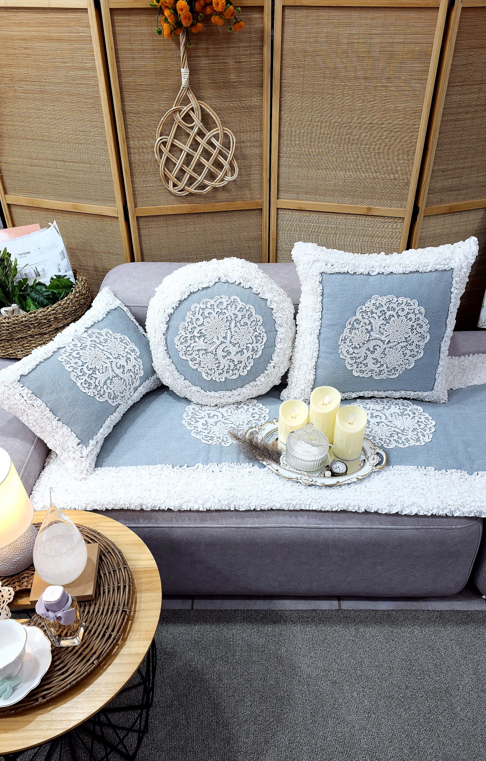 쇼파패드4인용 3인용 돌쇼파패드 매트 소파커버제작 라일락