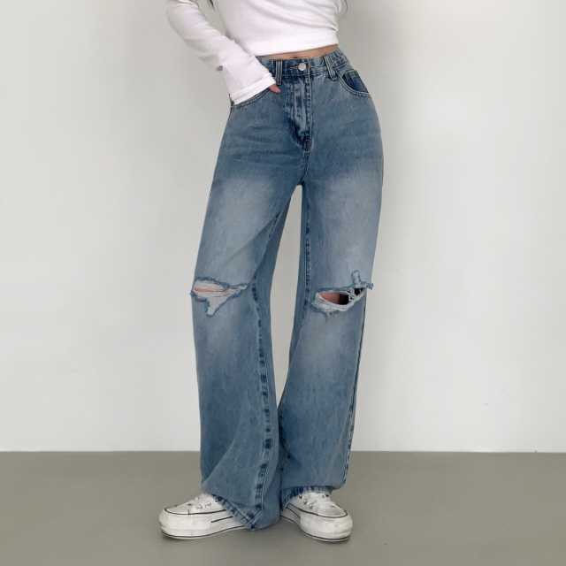 ❤️3일만할인❤️ [3단기장/퀄리티예술✨]컴백 브러쉬 오픈구제 찢청 워싱 루즈핏 와이드 데님 팬츠 상세 이미지 7