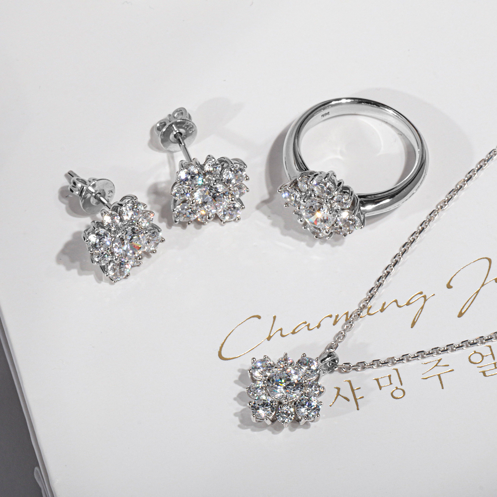 5부 다이아 세트 랩 GIA IGI 안드라 귀걸이 목걸이 반지 예물 기념일 생신 선물 - 상세 이미지 3