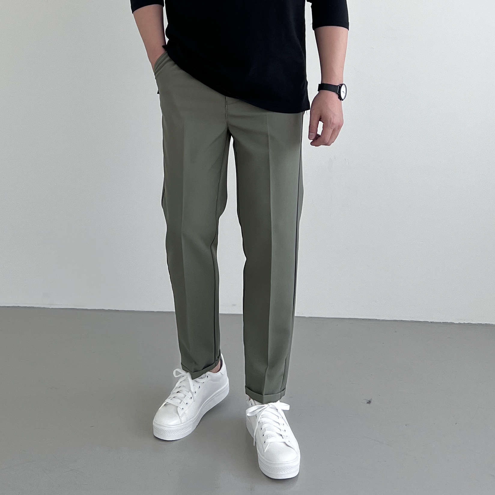 남자여름슬랙스 남자슬림핏슬랙스 테이퍼드 구김없는 링클프리바지 - 상세 이미지 2