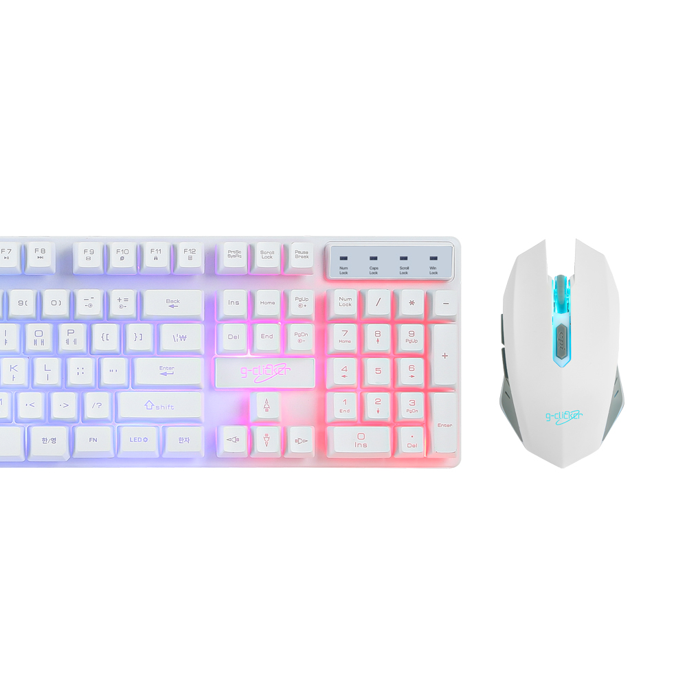 지클릭커 슈퍼히어로 GMK-220 RGB 게이밍 키보드 마우스 세트 화이트 - 상세 이미지 4