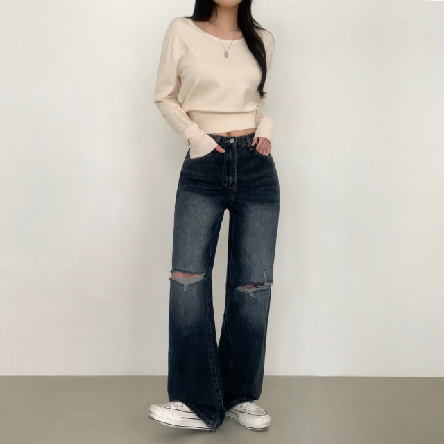 ❤️3일만할인❤️ [3단기장/퀄리티예술✨]컴백 브러쉬 오픈구제 찢청 워싱 루즈핏 와이드 데님 팬츠 상세 이미지 11