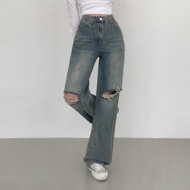 ❤️3일만할인❤️ [3단기장/퀄리티예술✨]컴백 브러쉬 오픈구제 찢청 워싱 루즈핏 와이드 데님 팬츠 상세 이미지 29