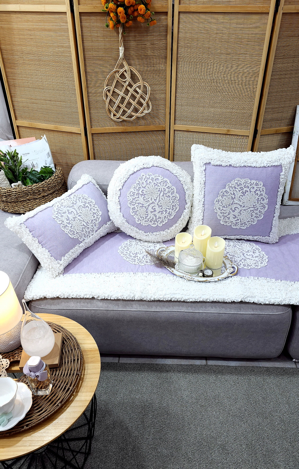 쇼파패드4인용 3인용 돌쇼파패드 매트 소파커버제작 라일락