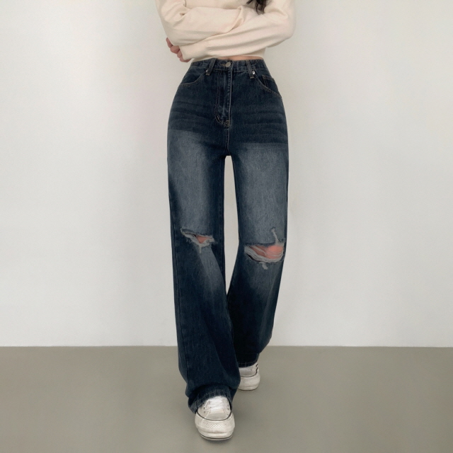 ❤️3일만할인❤️ [3단기장/퀄리티예술✨]컴백 브러쉬 오픈구제 찢청 워싱 루즈핏 와이드 데님 팬츠 상세 이미지 12
