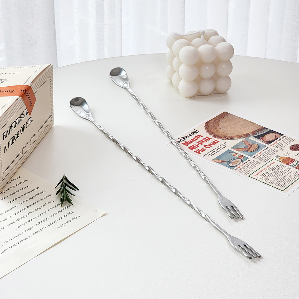 스텐 하이볼 롱 머들러 칵테일 스틱 바 스푼 양면 (30cm) - 상세 이미지 5