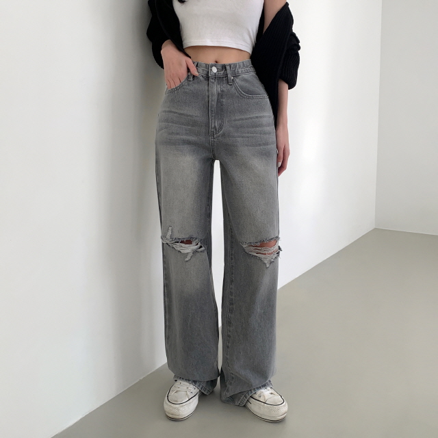 ❤️3일만할인❤️ [3단기장/퀄리티예술✨]컴백 브러쉬 오픈구제 찢청 워싱 루즈핏 와이드 데님 팬츠 상세 이미지 45