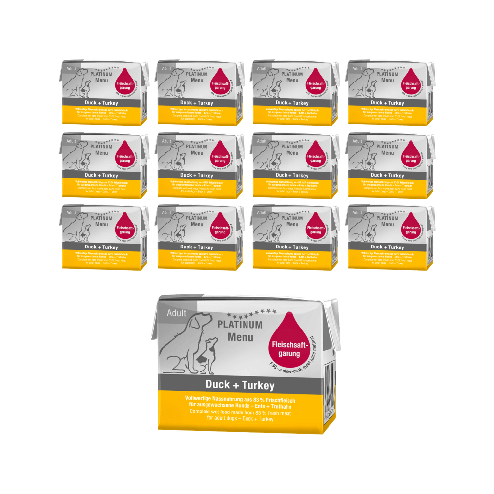 플래티넘 메뉴 어덜트 성분 기호성 좋은 강아지습식사료 오리+칠면조, 90g, 12개