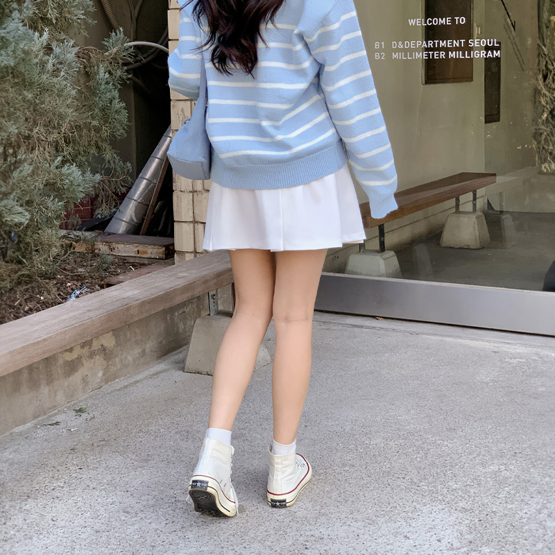 (벨트set하체커버핏) 소미 A라인 주름 스커트 sk6784 - 상세 이미지 5