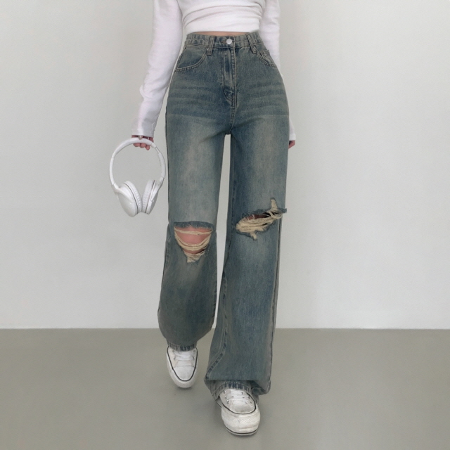 ❤️3일만할인❤️ [3단기장/퀄리티예술✨]컴백 브러쉬 오픈구제 찢청 워싱 루즈핏 와이드 데님 팬츠 상세 이미지 30