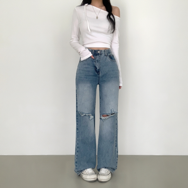 ❤️3일만할인❤️ [3단기장/퀄리티예술✨]컴백 브러쉬 오픈구제 찢청 워싱 루즈핏 와이드 데님 팬츠 상세 이미지 3