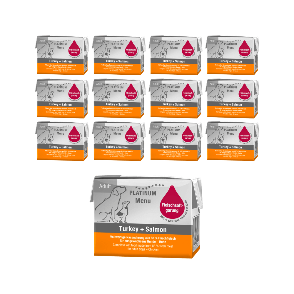 플래티넘 메뉴 어덜트 성분 기호성 좋은 강아지습식사료 칠면조+연어, 90g, 24개
