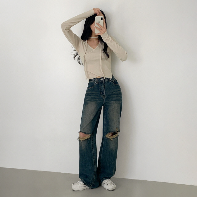 ❤️3일만할인❤️ [3단기장/퀄리티예술✨]컴백 브러쉬 오픈구제 찢청 워싱 루즈핏 와이드 데님 팬츠 상세 이미지 22
