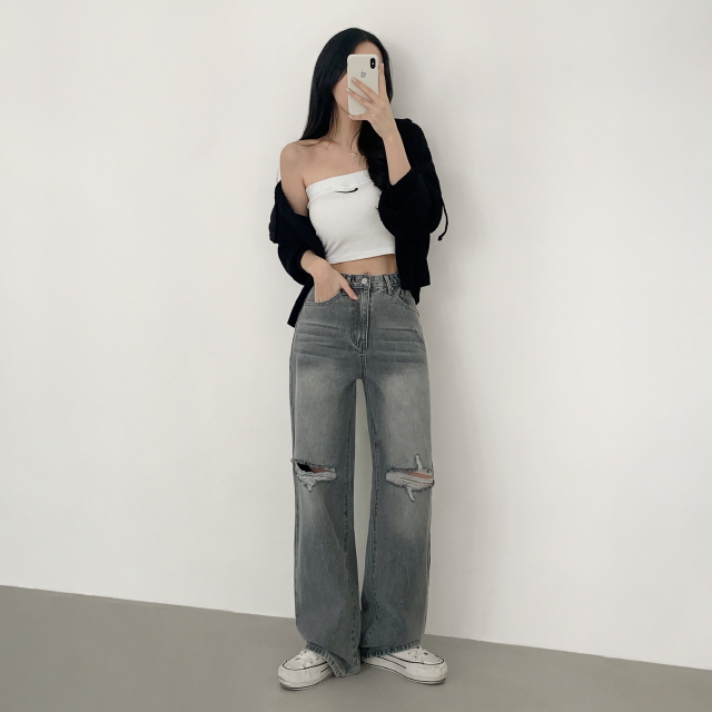 ❤️3일만할인❤️ [3단기장/퀄리티예술✨]컴백 브러쉬 오픈구제 찢청 워싱 루즈핏 와이드 데님 팬츠 상세 이미지 42