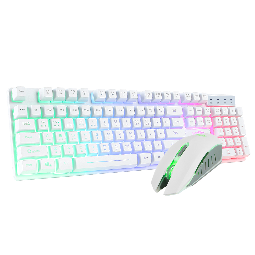 지클릭커 슈퍼히어로 GMK-220 RGB 게이밍 키보드 마우스 세트 화이트 - 상세 이미지 5