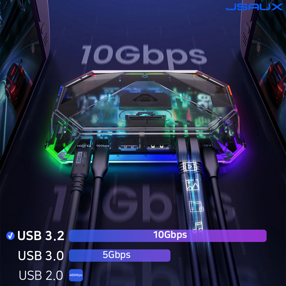 스팀덱 독 RGB 12in1 도킹스테이션 JSAUX ROG ALLY 리전고 UMPC 아야네오 - 상세 이미지 5